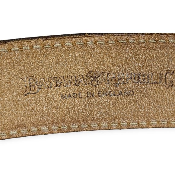 Vintage Banana Republic Save the Tiger 100% Leather Belt with Bone Buckle main image 9